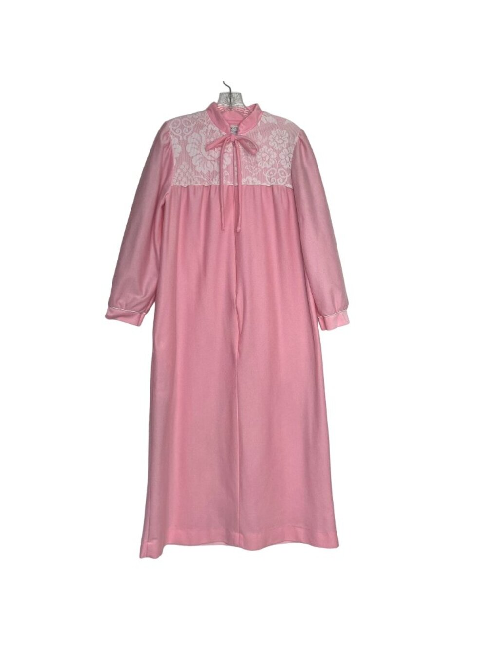 Vintage Vandemere Long Sleeve Nightgown Womens Small Pink Front Zip